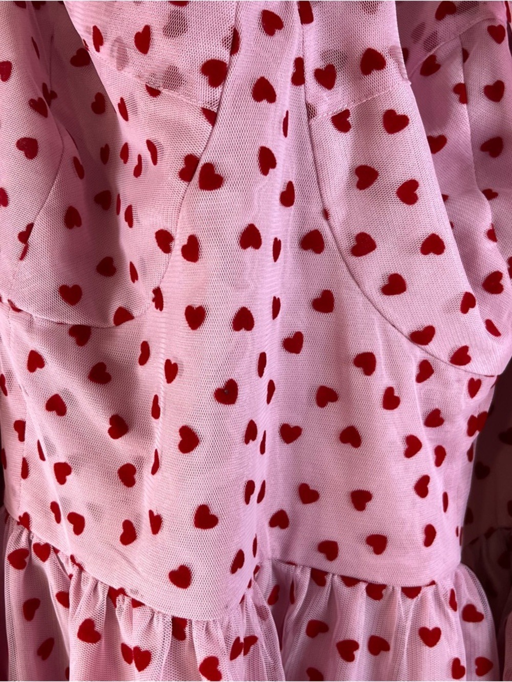Eloquii Mesh Flocked Heart Print Bustier Mini Dress in Pink - Picture 6 of 15